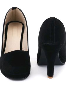 Black Velvet Heels Shoes For Women 🖤