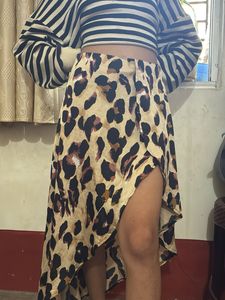 Leopard Print Wrap Skirt