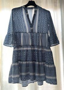 Blue Patterned Mini Dress