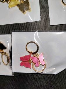 Set Of 5 Stainless SteelGold-plated ButterflyEarri