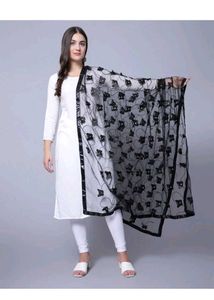 Butterfly Embroidered Net Dupatta