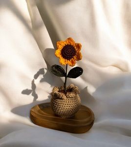 Crochet Sunflower Pot