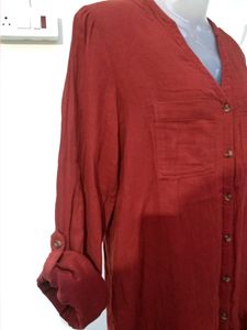 Rust Button Up Mini Dress