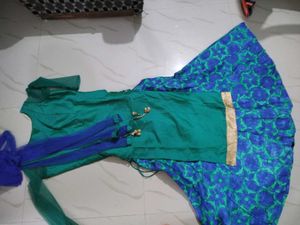 Elegant Green & Blue Kurta Set