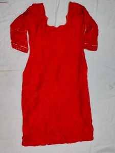 Red Suit Salwar Golden Sequins Work