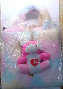 Pastel Plush Handbag with Teddy