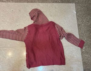 Striped Knit Hoodie Jacket