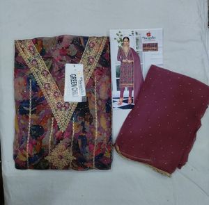 Floral Print Unstitched Suit Fabric