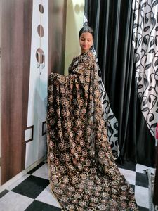 Party Wear Black Full Work Saare