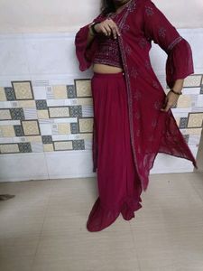 3 In 1 Top, Plazzo And Jacket