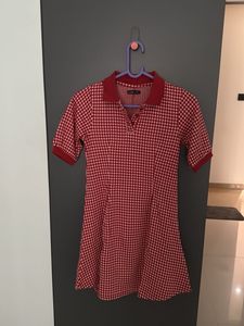 Red & Pink Checkered Mini Dress