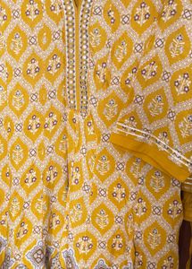 BIBA Yellow Printed Kurta Set