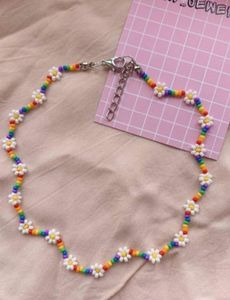Rainbow Daisy Beaded Necklace