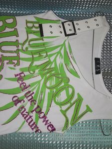 White Color Cut Sleeves Frnt Belt Design 99 Sale