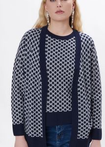 White Blue Doted Pattern Sweat
