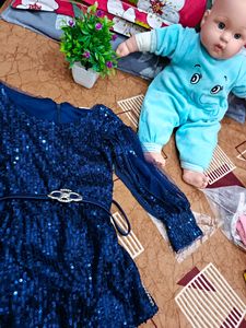 Party Wear One Piece Shimmer Dress Size 9-12