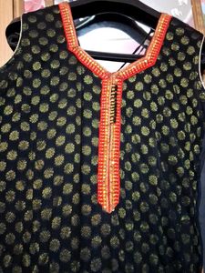Black &amp; Gold Polka Dot Kurti