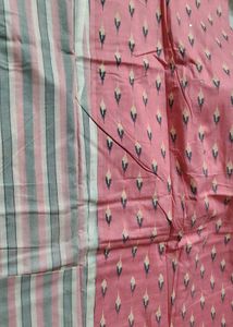 Pure Cotton Pink And White Dress Material
