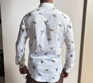 White Shirt With Bird Print