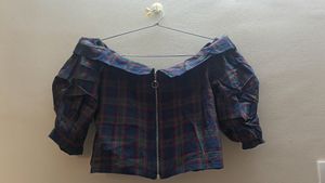 Navy Blue Crop Top Open Shoulder