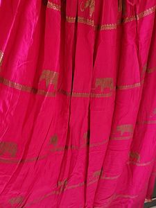 Chanderi Print Pink Long Skirt