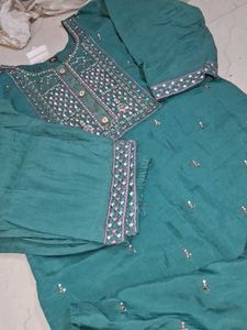 Sea Green Embroidered Kurta Set