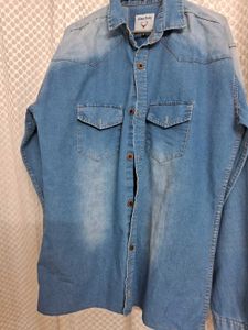 ALLEN SOLLY Denim Long Sleeve Shirt