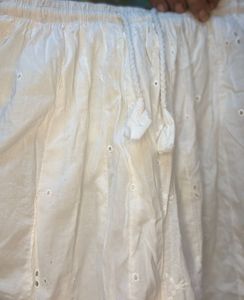 Shiffli Work White Embroidered Kalidar WidePalazzo