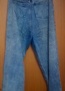 Blue Lightly Washed Relaxed Straight Fit Jeans