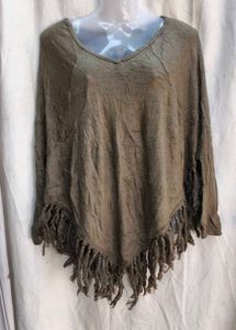 1581. Boho Fringe Poncho Top