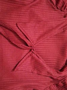 Maroon Tie Neck Top