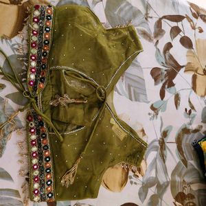Embroidered Olive Green Blouse