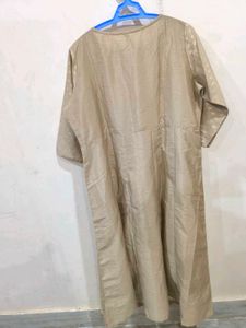 Skin Colour Festive Kurti With Golden Detailing