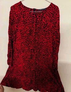 Red & Black Leopard Print Dress