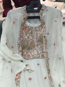 Elegant White Shrara Dress