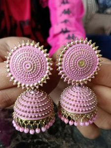 Pink Jhumka Earrings