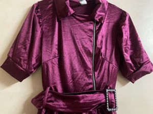 Burgundy Belted Peplum Top