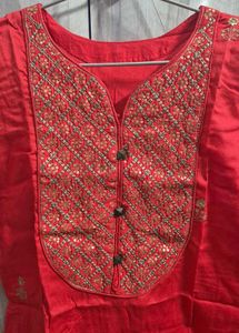 Elegant Red Embroidered Kurti