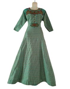 Elegant Green Dress with intricate embroidery