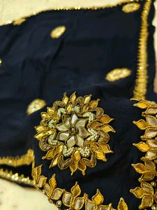 Pure Georgette Rolling Saree Gotta Patti Work
