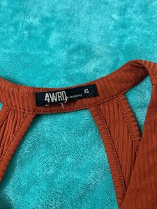 Rust Ribbed Halter Top