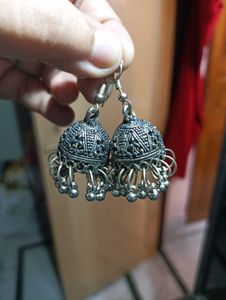 Silver Jhumka Earrings