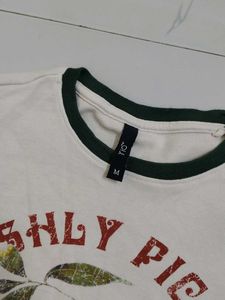 Off White Colour Crop Tshirt