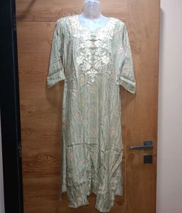 Pastel Green Embroidered Kurti.