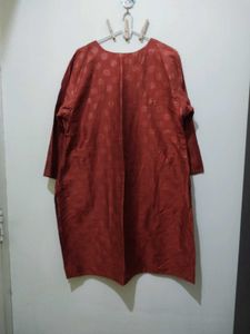 Rust Or Burnt Orange Kurta Mirror Work Polka Dot