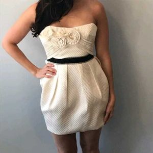 3638. Cream Strapless Mini Dress