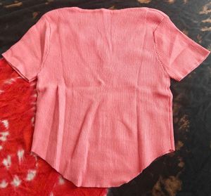 Cute Ribbed Button Tee