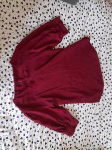 Burgundy Top with Embellished Neckline