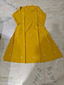 Mustard Embroidered Kurta Set