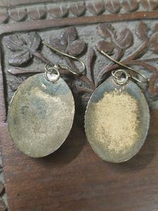 Vintage Pure Brass Natural Stone Earrings